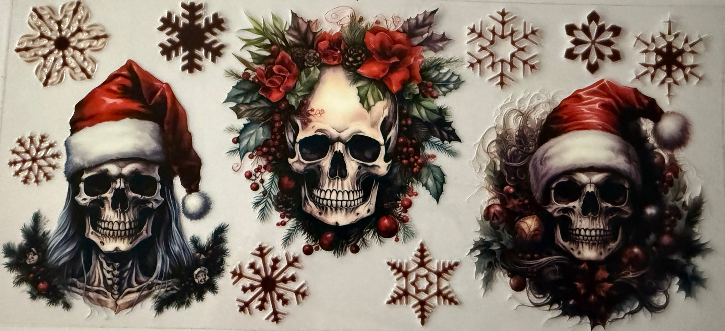 16oz UV DTF wrap xmas skull