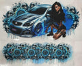 40oz UV DTF Wrap Blue car Girl