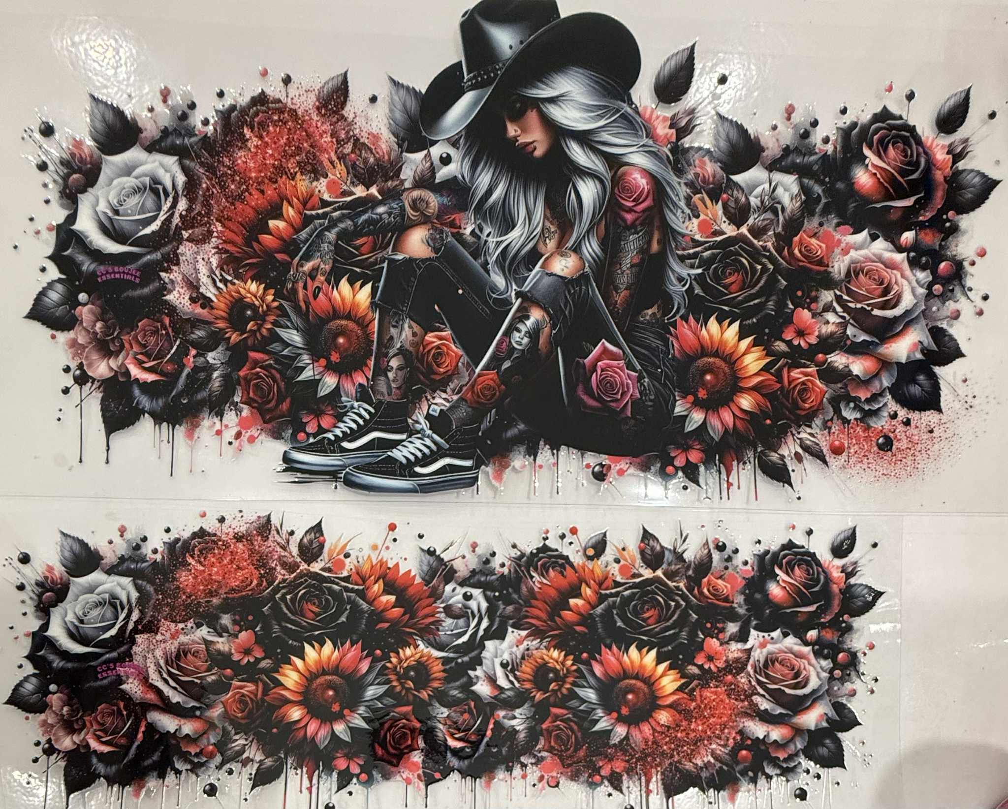 40oz UV DTF Wrap Cowgirl Flowers