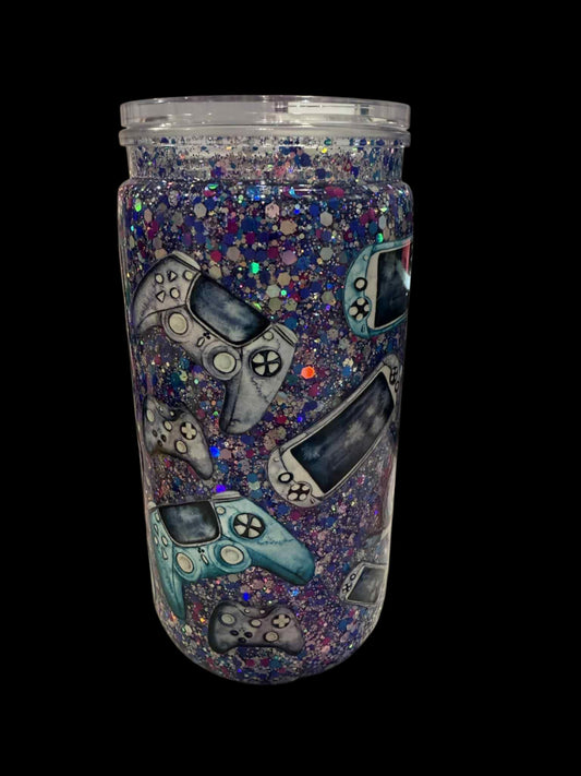 16oz Acrylic Snowglobe Gaming Purple