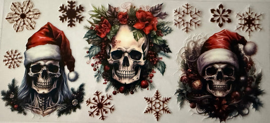 16oz UV DTF wrap xmas skull