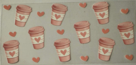 16oz UV DTF wrap Coffee hearts