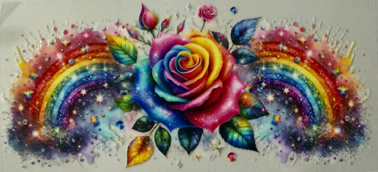 16oz UV DTF wrap Rainbow Rose